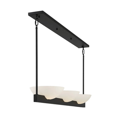 3 Light Linear Chandelier, Matte Black