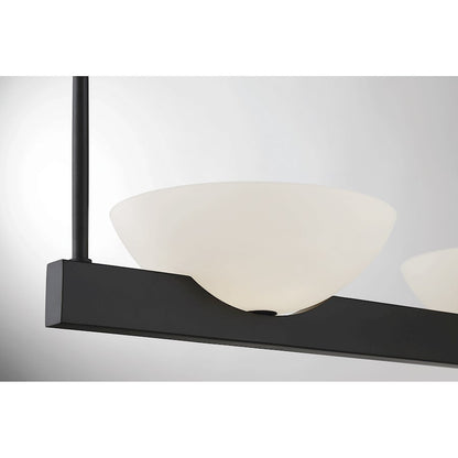 3 Light Linear Chandelier, Matte Black