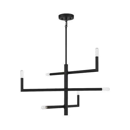 6 Light Chandelier, Matte Black