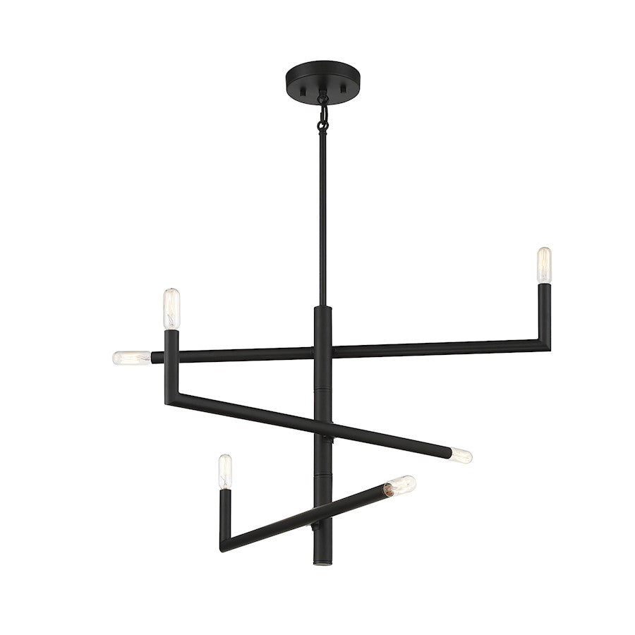 6 Light Chandelier, Matte Black