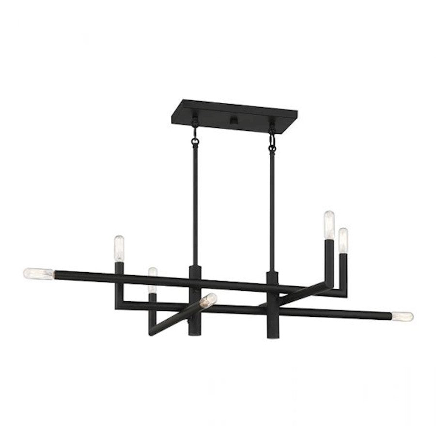 8 Light Linear Chandelier, Matte Black