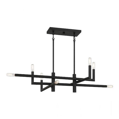 8 Light Linear Chandelier, Matte Black