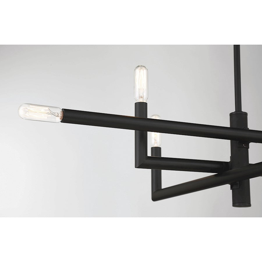 8 Light Linear Chandelier, Matte Black