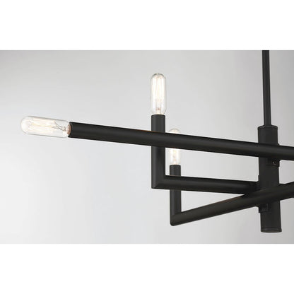 8 Light Linear Chandelier, Matte Black