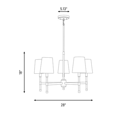 5 Light Chandelier, Black