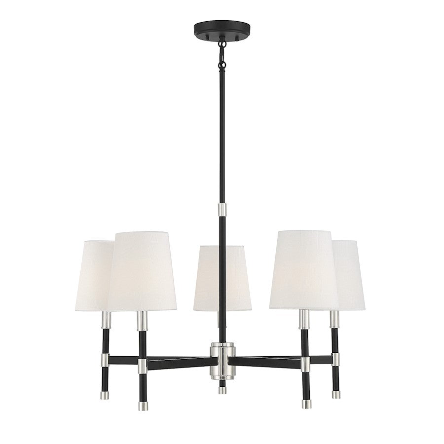 5 Light Chandelier, Black