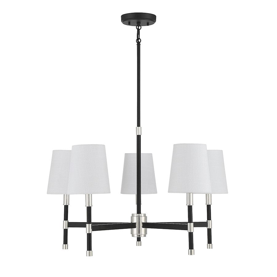 5 Light Chandelier, Black