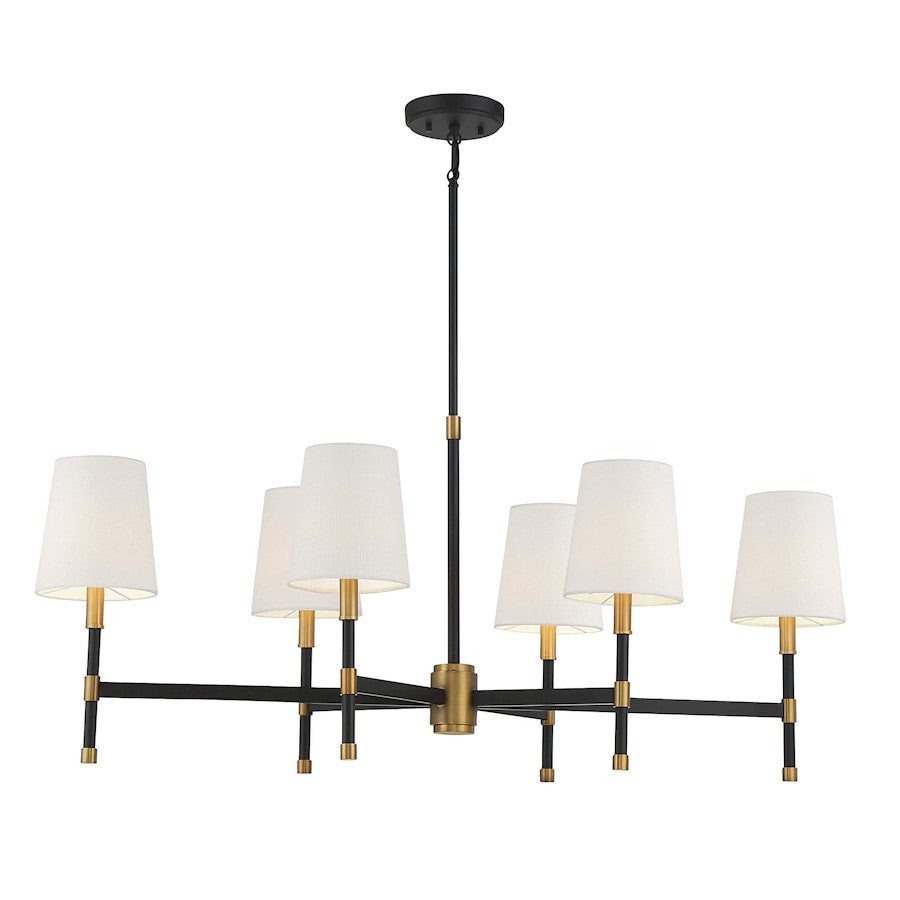 6 Light Linear Chandelier, Matte Black
