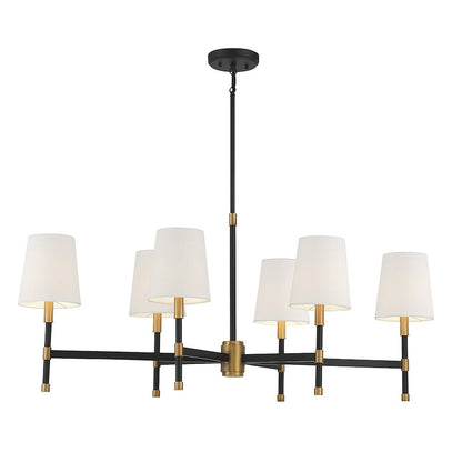 6 Light Linear Chandelier, Matte Black