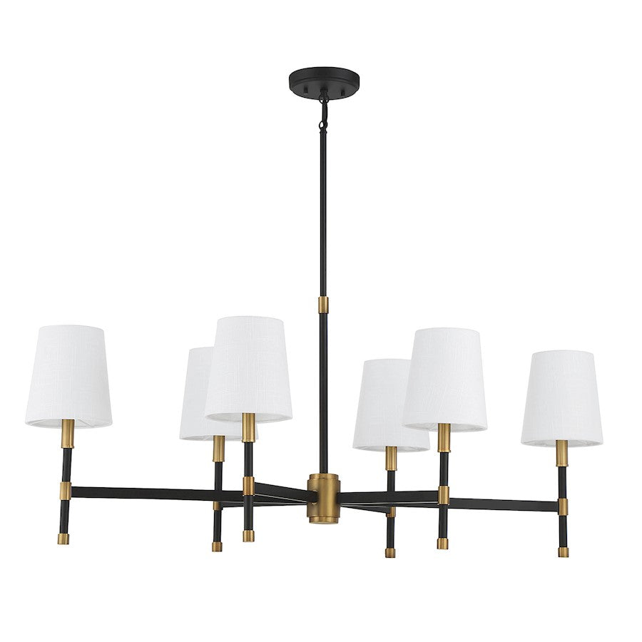 6 Light Linear Chandelier, Matte Black