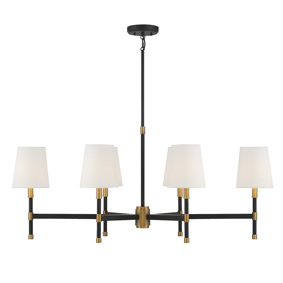 6 Light Linear Chandelier, Matte Black