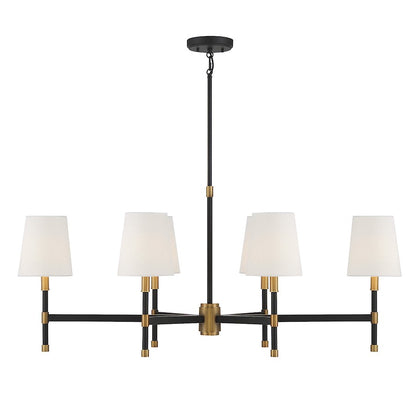 6 Light Linear Chandelier, Matte Black