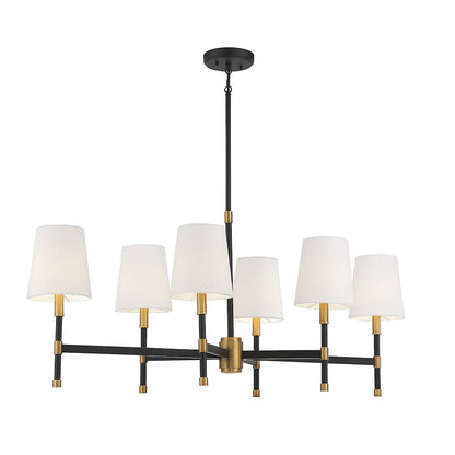 6 Light Linear Chandelier, Matte Black