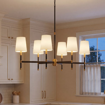 6 Light Linear Chandelier, Matte Black