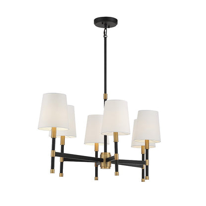 6 Light Linear Chandelier, Matte Black