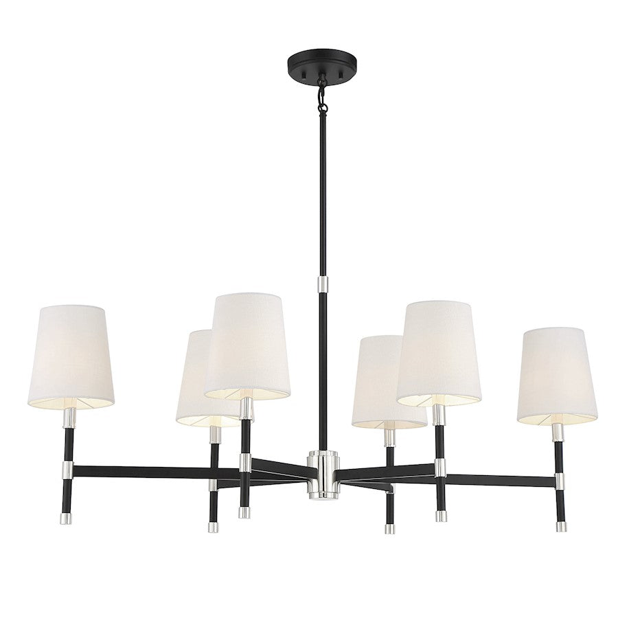 6 Light Linear Chandelier, Matte Black