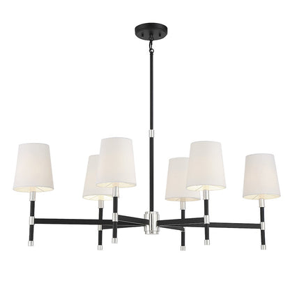 6 Light Linear Chandelier, Matte Black
