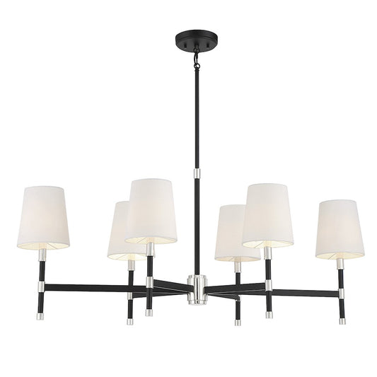 6 Light Linear Chandelier, Matte Black