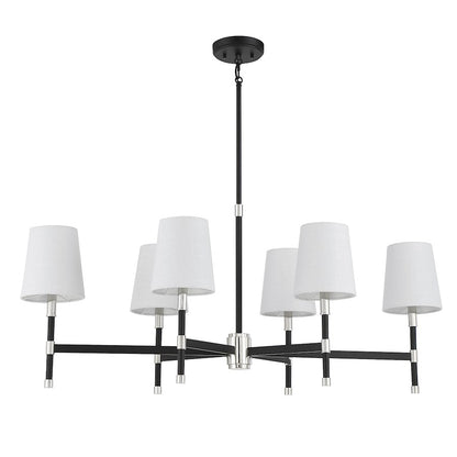 6 Light Linear Chandelier, Black