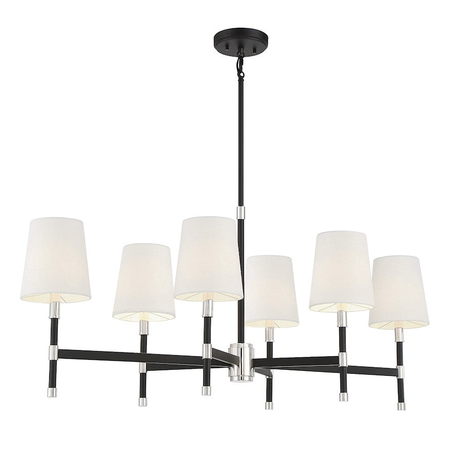 6 Light Linear Chandelier, Black