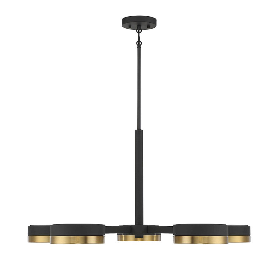6 Light Linear Chandelier, Matte Black
