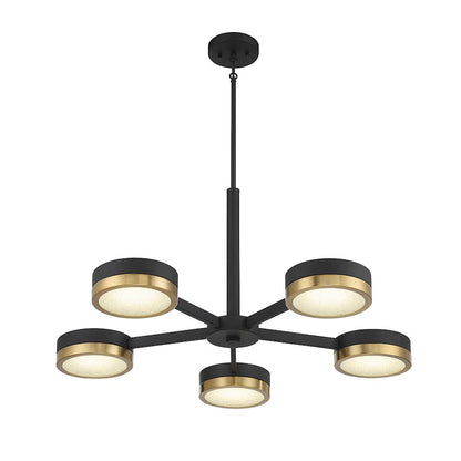 6 Light Linear Chandelier, Black