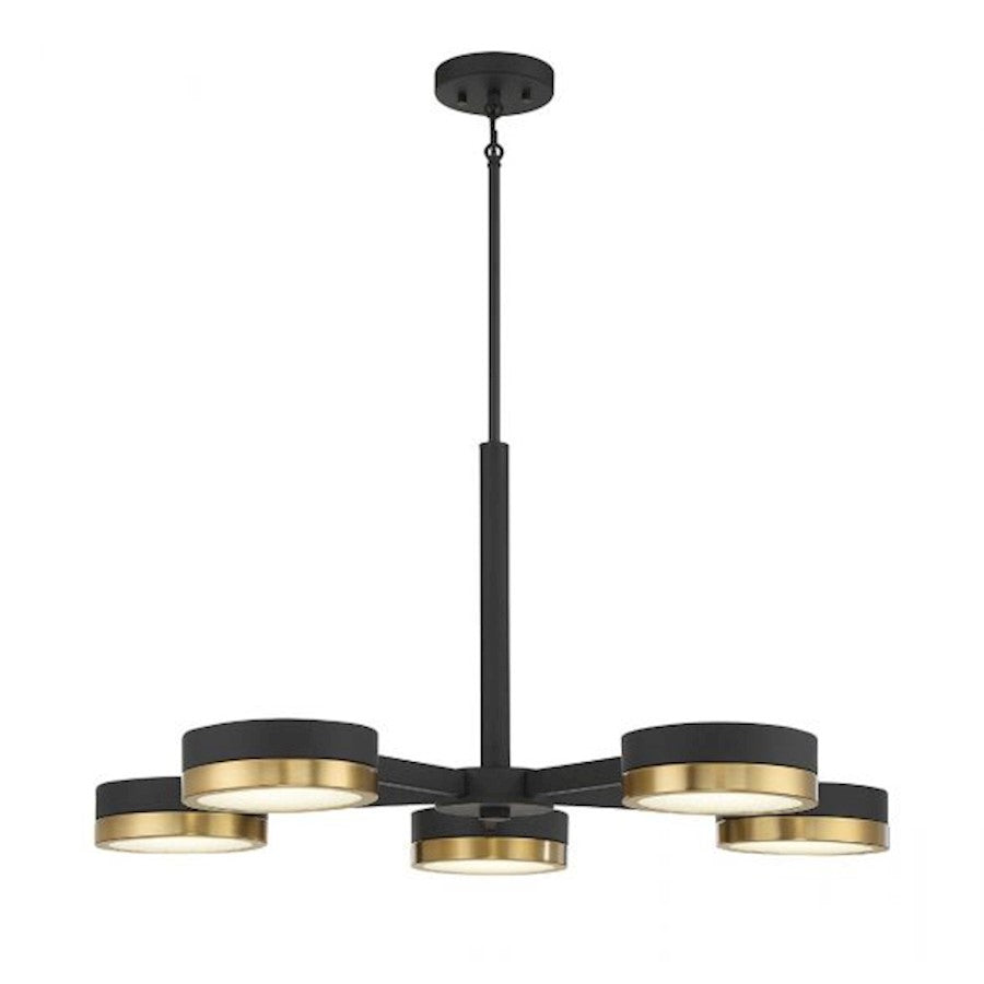 Savoy House Ashor 5Lt LED Chandelier, Black/Brass - 1-1635-5-143