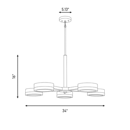 5 Light LED Chandelier, Black