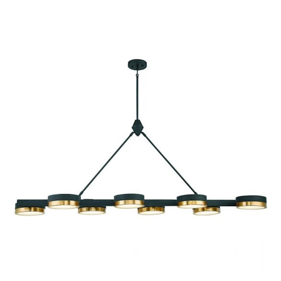 Savoy House Ashor 8Lt LED Linear Chandelier, Black/Brass - 1-1636-8-143