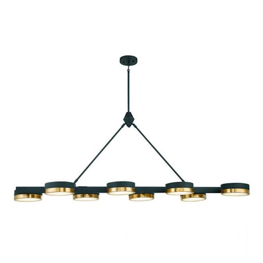 8 Light LED Linear Chandelier, Black