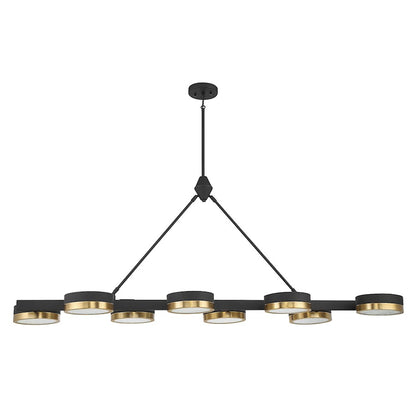 8 Light LED Linear Chandelier, Black