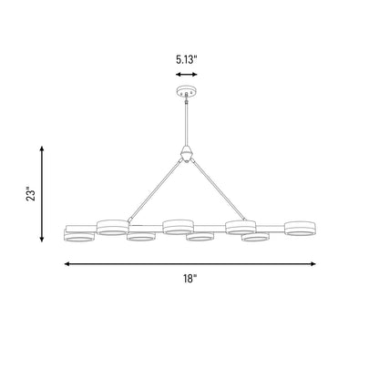 8 Light LED Linear Chandelier, Black
