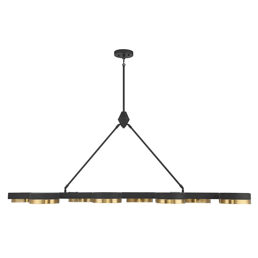 8 Light LED Linear Chandelier, Black