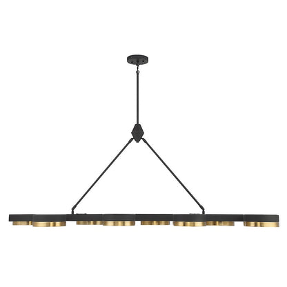8 Light LED Linear Chandelier, Black
