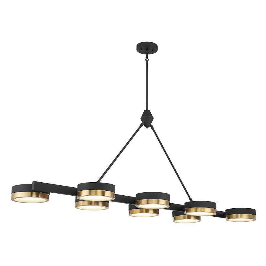 8 Light LED Linear Chandelier, Black