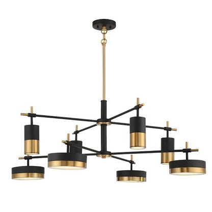 Savoy House Ashor 8Lt LED Chandelier, Black/Brass - 1-1637-8-143