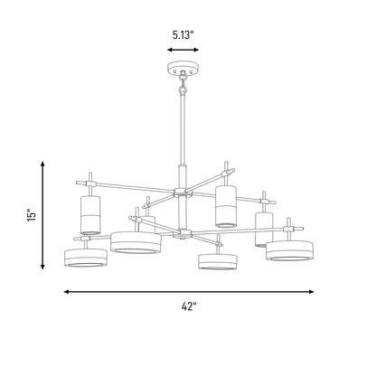 8 Light LED Chandelier, Black