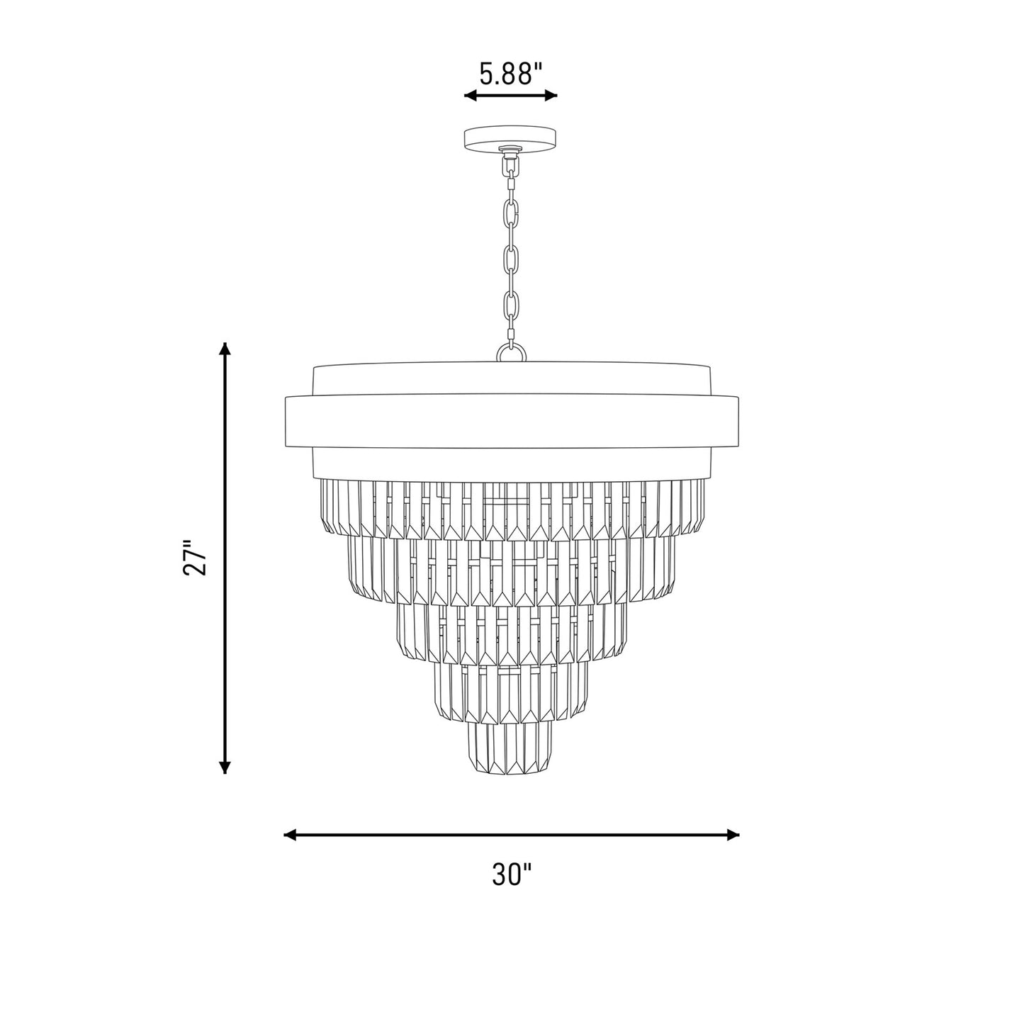 9 Light Chandelier, Black