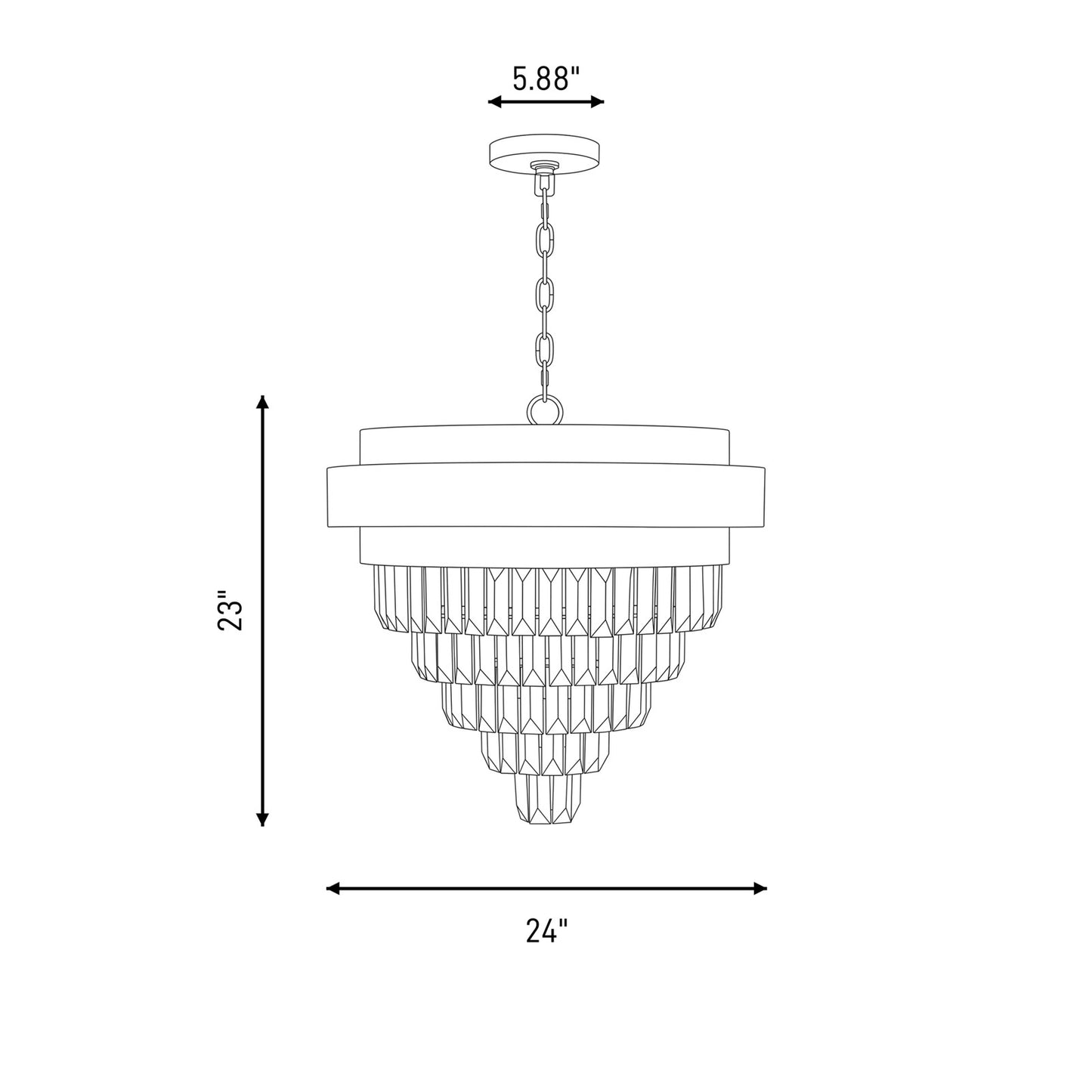 4 Light Chandelier, Black