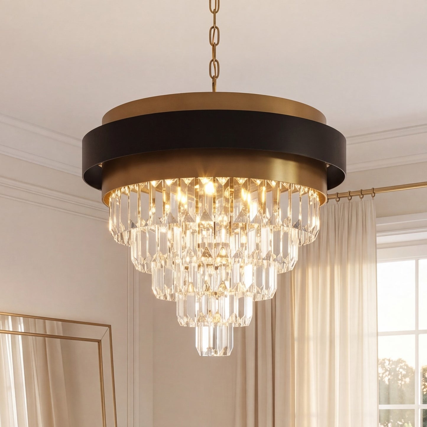 4 Light Chandelier, Black