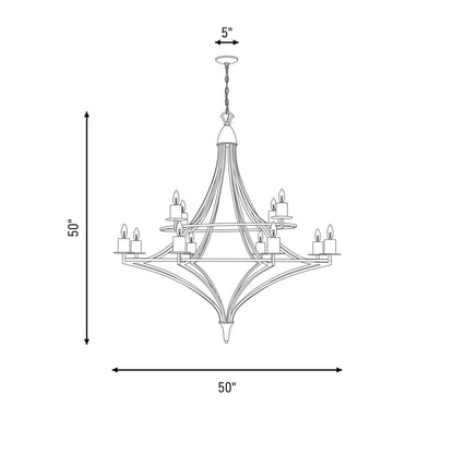 12 Light Chandelier, Matte Black
