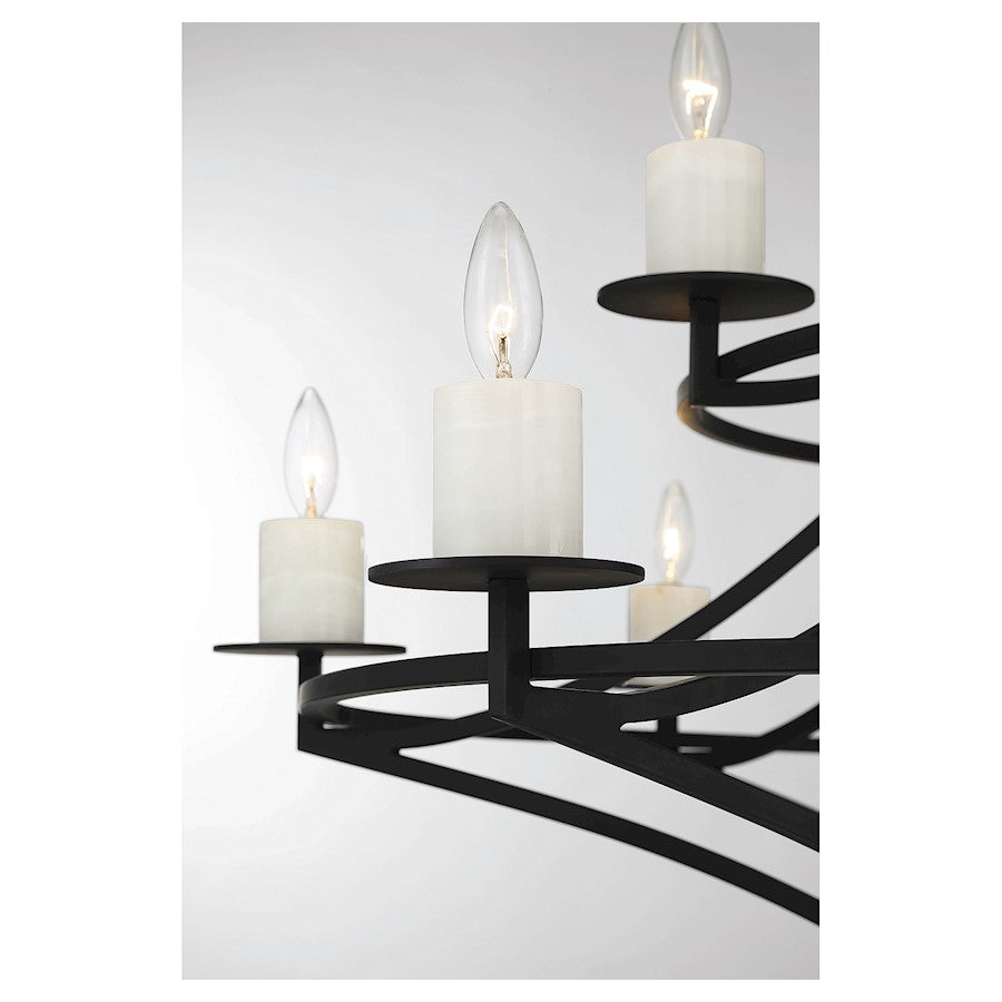 12 Light Chandelier, Matte Black