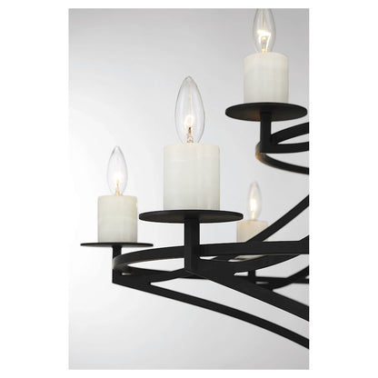 12 Light Chandelier, Matte Black