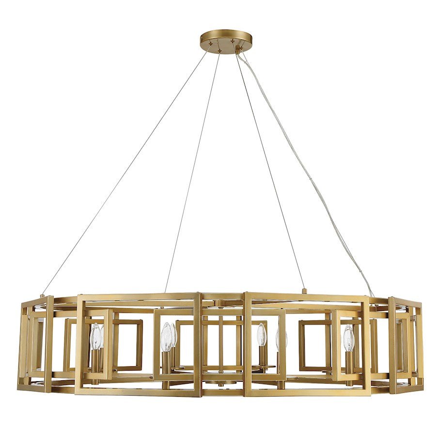 8-Light Chandelier, Burnished Brass