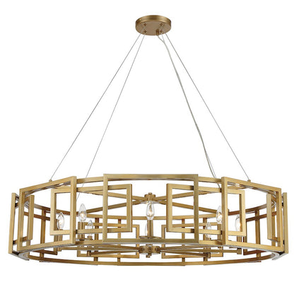 8-Light Chandelier, Burnished Brass