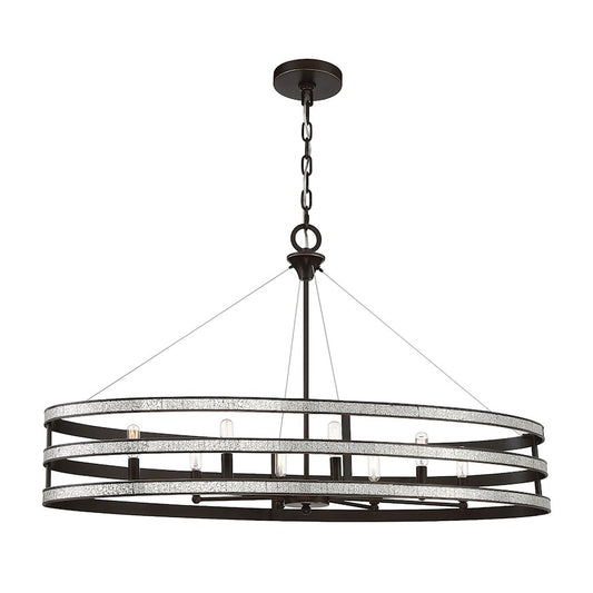 8 Light Linear Chandelier, English Bronze