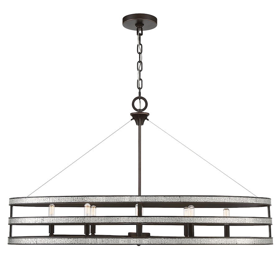 8 Light Linear Chandelier, English Bronze