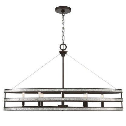 8 Light Linear Chandelier, English Bronze