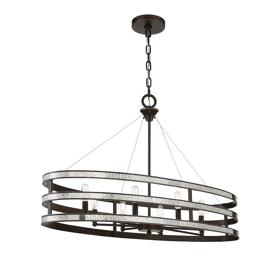 8 Light Linear Chandelier, English Bronze