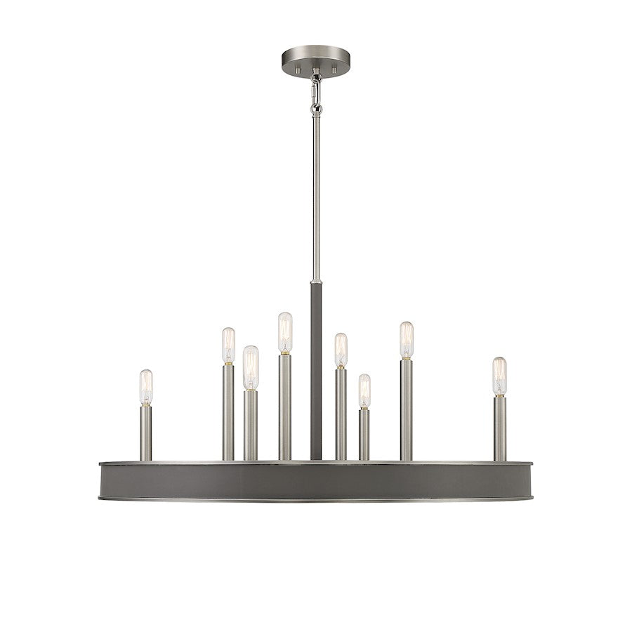 8 Light Chandelier, Antique Nickel